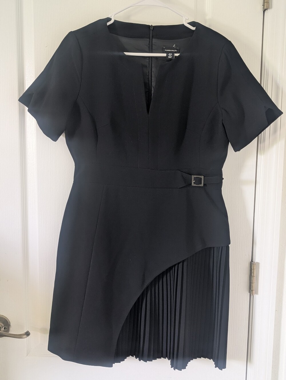 Karen Millen Womens Tailored Military Pleat Side Pleated Black Dress US8 NEW